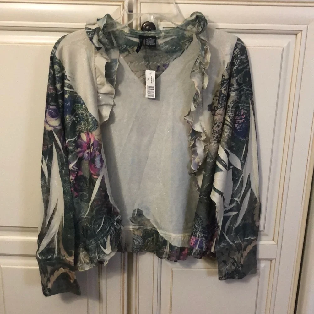 Floral Ruffle Cardigan - Picture 1 of 7